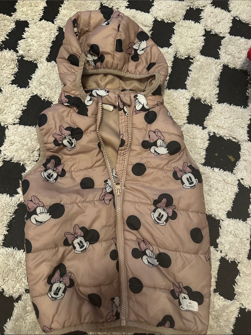 H&M Pink Minnie Mouse Hooded Puffer Vest